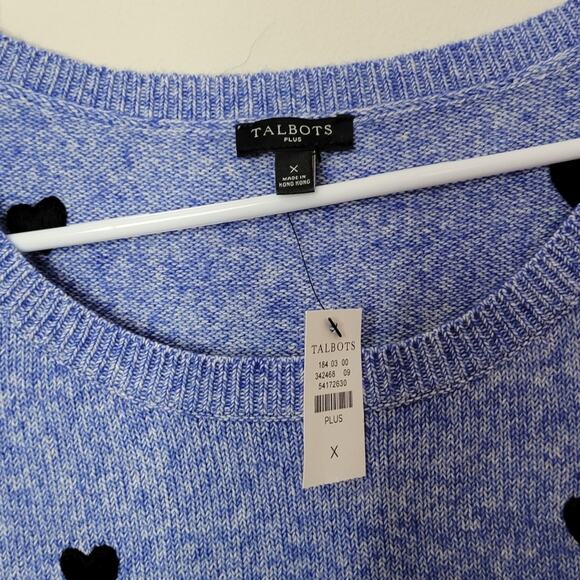 TALBOTS Embroidered Hearts Crew Neck Sweater X 0X - Picture 4 of 6